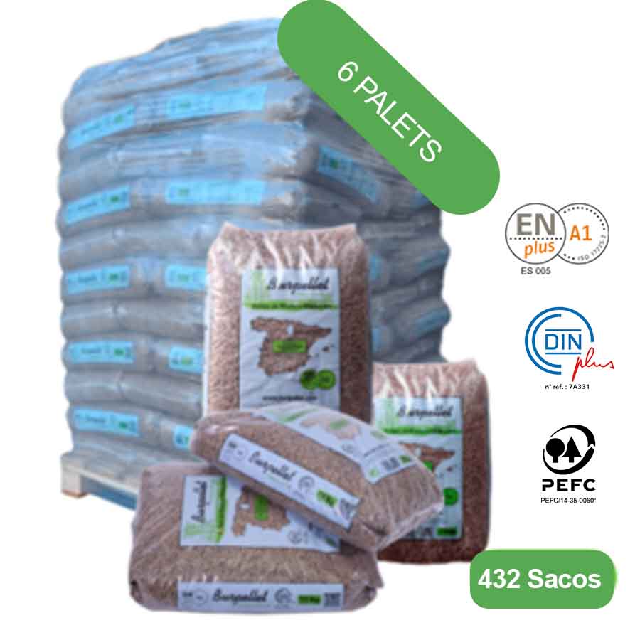 Burpellet -6 Palets de 432 Sacos certificado Enplus 15 kg